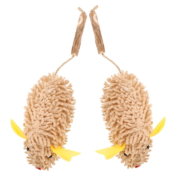 BESTSKY Interactive Cat Toy Set of 2 Catnip Mouse Toys for Indoor Cats Made of Wood Chenille Catnip Toys