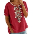 thumbnail image 5 of MEICHEN Women's Fashionable Casual Embroidered Tops Short Sleeve T Shirts Summer Trendy Clothing for Women, 5 of 9