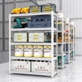 thumbnail image 4 of Legooin 36x16x72 inch Garage Storage Rack Heavy Duty Industrial Shelf Metal Shelving Unit Capacity for 1650 lbs for Pantry Warehouse Basement, White, 4 of 8