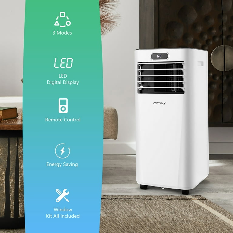 Costway 5000 BTU (8000BTU ASHRAE) Portable Air Conditioner with Remote Control 3-in-1 Air Cooler w/ Drying White Costway 5000 BTU (8000BTU ASHRAE) Portable Air Conditioner with Remote Control 3-in-1 Air Cooler w/ Drying White