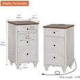 thumbnail image 3 of YANGLI Set of 2 End Table with Charging Station, Wood Nightstands with Drawer & Storage Cabinet, Modern Side Tables Living Room, Farmhouse Bedside for Bedroom, Rustic White, 3 of 6
