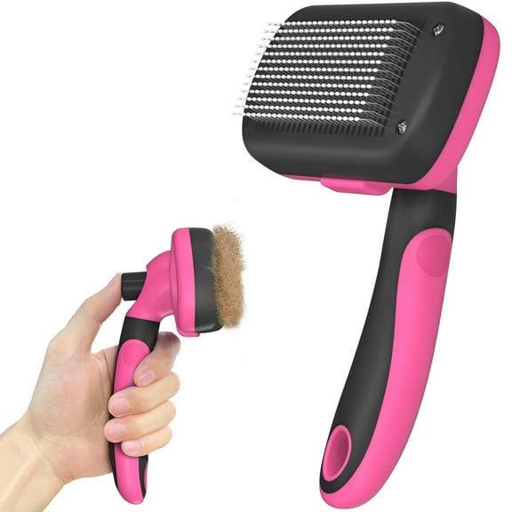 Self Cleaning Shedding Brush - Skin Friendly Grooming Tool for Dogs, Cats, and Puppies, Deshedding and Hair Removal for Long and Short Haired Pets