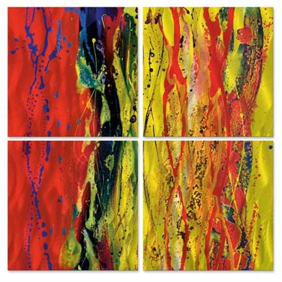 All My Walls 0139ME00016 Raising, Yellow SQI Metal Wall Art, Red, Blue & Yellow - Medium