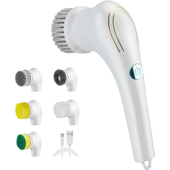 1 piece Electric Spin Scrubber Cordless Handheld Cleaning Brush with 5 Replaceable Brush Heads, USB Rechargeable 360° Power Scrubber Mop for Wall Bathtub Window Kitchen Sink Shoes