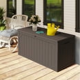 thumbnail image 6 of Decksplore 110 Gallon Deck Boxes, Outdoor Waterproof Lockable Patio Storage Box for Furniture,Pool Float, Garden Tools, UV Resistant, Brown, 6 of 7