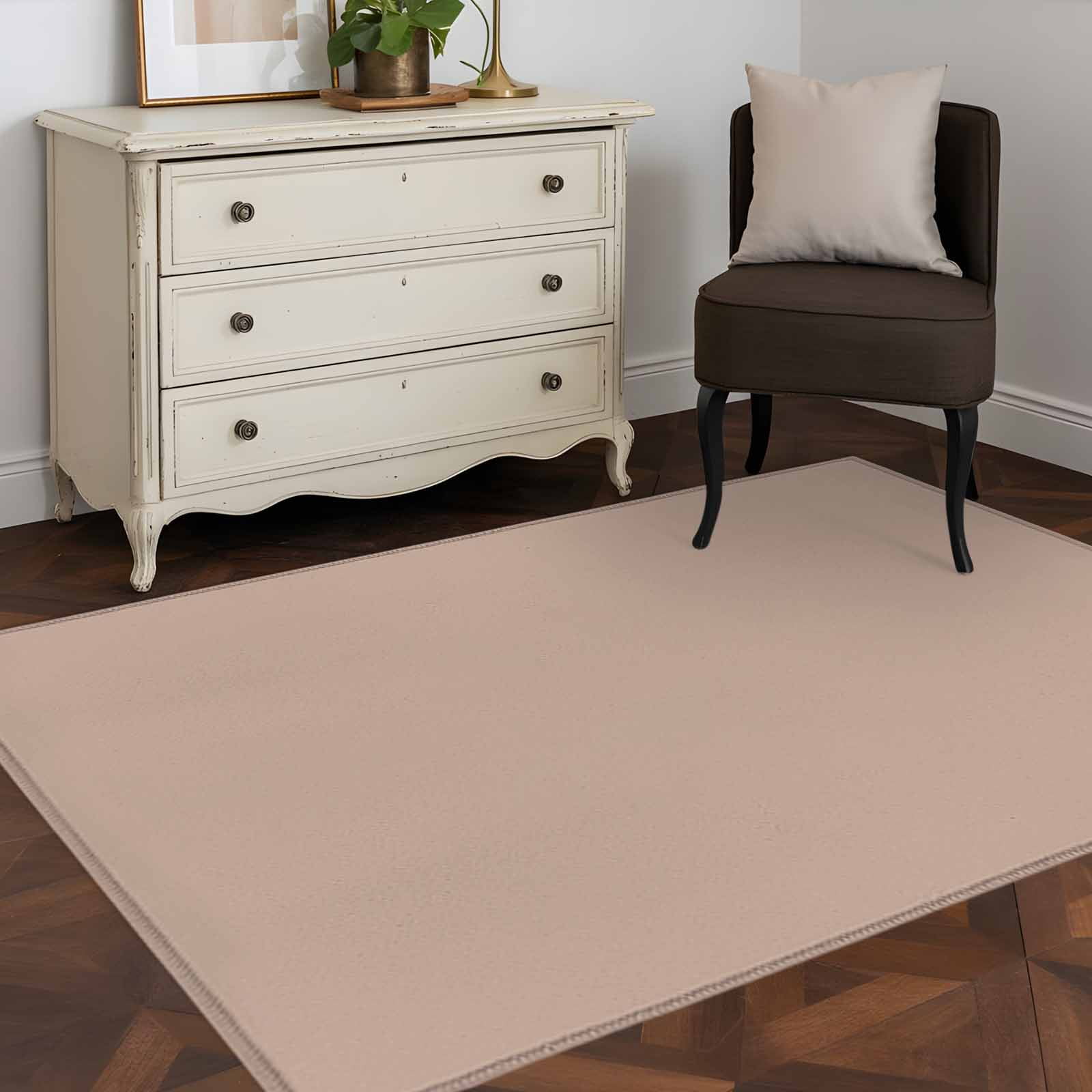 Brown 3x5 Area Rugs, Farmhouse Solid Brown Color Modern Art Non-Skid Rubber Backing Large Rectangle Rugs - Living Room Bedroom Home Office, Indoor Floor Mat Carpets Washable Rug