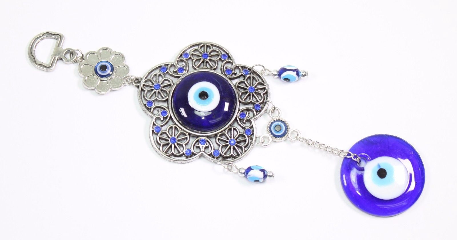 Turkish Blue Evil Eye Round Flower Shape Amulet Wall Hanging Decor Protection -D
