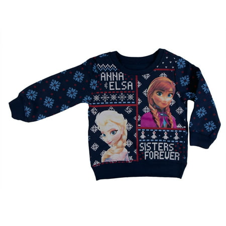 Frozen - Sisters Forever Toddler Ugly Christmas Sweater Blue Sweatshirt