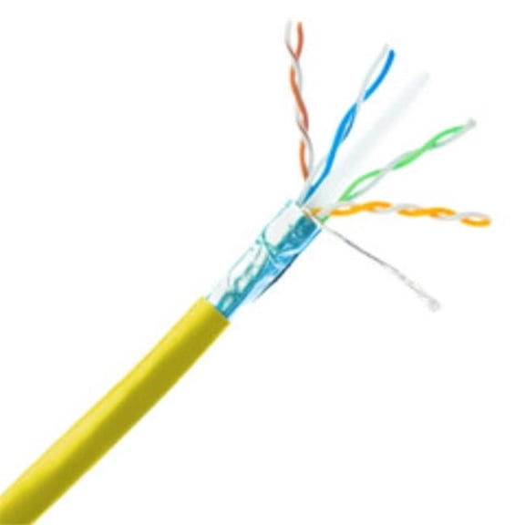 Cable Wholesale 14X6-581NH 1000 ft. 23 AWG Plenum Shielded Cat6a Copper Ethernet Cable - 10 Gigabit Solid - CMP - 500Mhz - Yellow