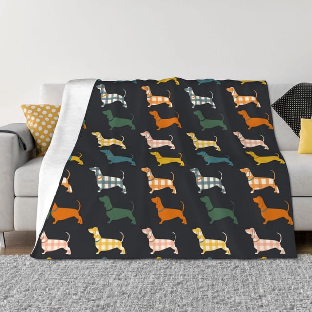 Fotbe Plaid Dachshund Manta de Franela con Estampado, Manta Ultrasuave para Cama, Sofá, Auto, Hipoalergénica y Antibolitas-80"x60"
