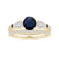 thumbnail image 4 of ANGARA Natural 1 Ct Aeon Sapphire & Diamond 3 Stone Engagement Ring in 14K Yellow Gold for Women (Size-6mm) | September Birthstone, Anniversary, Jewelry Gift for Women | Natural Sapphire Ring, 4 of 9