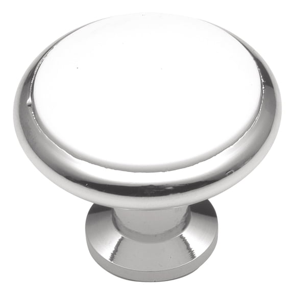Hickory Hardware Tranquility Collection Knob, 1-3/8" Dia. - White Porcelain with Chrome
