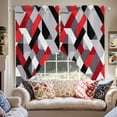 thumbnail image 2 of Seamless Stitching Swag Curtain Valance for Windows, Red Black Square Pattern Window Treatments Short Swag Topper for Kitchen Windows Bathroom Bedroom, 36"x45", 2 of 8