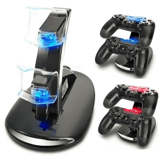 LED Station Dock Dual USB Charger Fast Charging Stand For Sony PS4 Controller
