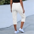 thumbnail image 6 of VBVC Women's Cargo Capri Pants,Stretchy Utility Cropped Trousers For Women,Ladies Summer Pants with Pockets,White,S-2XL, 6 of 7