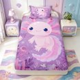 thumbnail image 3 of Manfei Purple Axolotl Twin Sheets,Cute Aniaml Salamander Bedding,3 Pieces,1 Flat Sheet,1 Fitted Sheet and 1 Pillowcase, 3 of 6