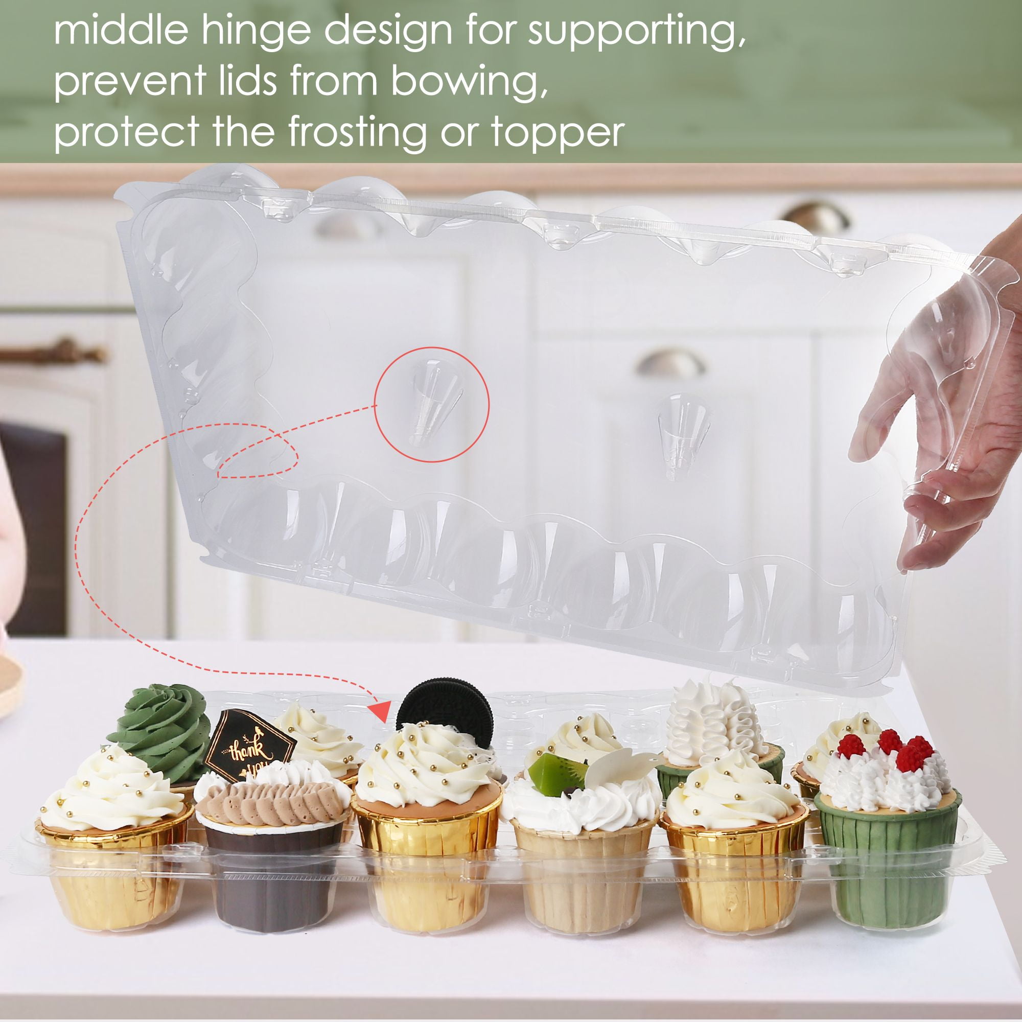 Katgely Disposable Cupcake Box Container - Holds 12 Cupcakes - PBA Free  Plastic - Pack of 10 - ASIN: B0748LJWLQ