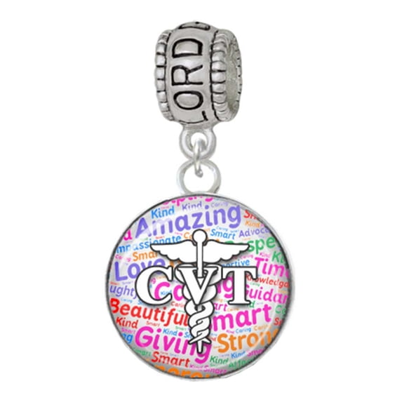 Delight Jewelry Silvertone Domed Multi Color CVT Lord Guide Me Charm Bead