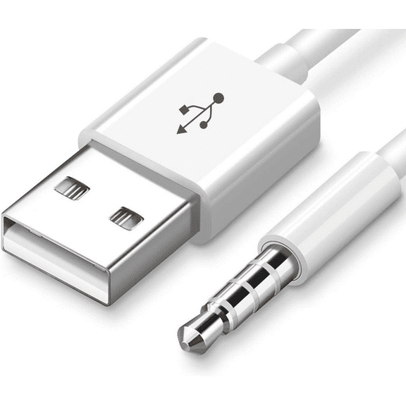 (4-Pack) iPod Shuffle Cableï¼Œ3.5mm Male AUX Audio Jack to USB 2.0 Male Charge Cable Adapter Cordï¼ŒPower Charger Sync Data Transfer Cable for iPod Shuffle 3rd 4th 5th /6/7 Gen MP3/MP4