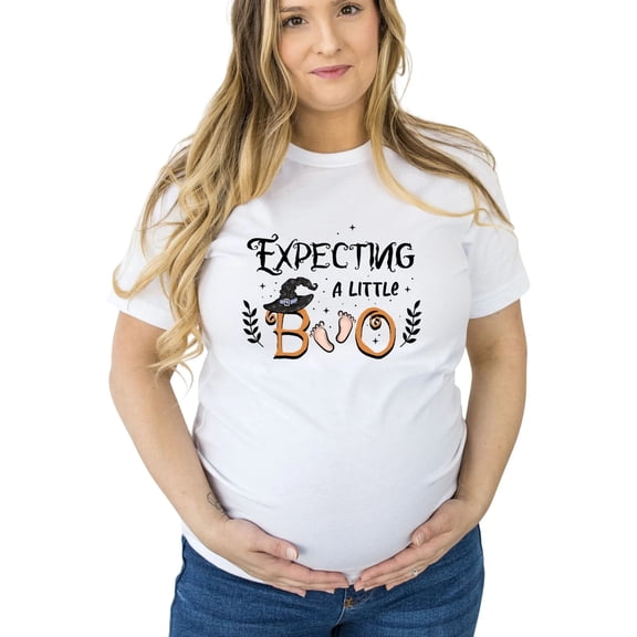 Women's Expecting a Little Boo Halloween Pregnancy T-Shirt