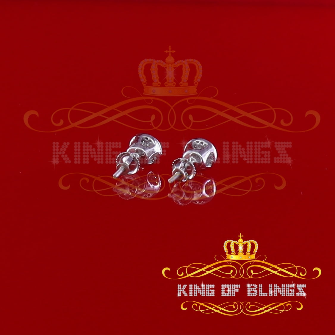 King of Bling's 925 Sterling Silver White 0.20ct Diamond For Men's/Women's Stud Round Earrings