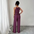 thumbnail image 4 of DORKASM Basic Jumpsuit Casual Waist Button Tie Jumpsuit For Women Purple S, 4 of 5