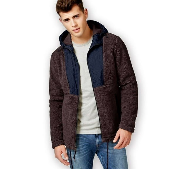 American Rag Mens Fuzzy Feeling Fleece Jacket, Red, X-Large