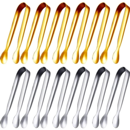 

12 Pieces Sugar Tongs Ice Tongs Stainless Steel Mini Serving Tongs Appetizers Tongs Small Kitchen Tongs for Tea Party Co
