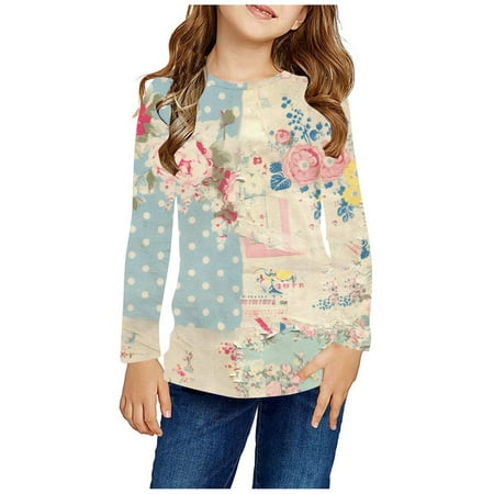 

Baby Long Sleeve Shirt Clearance Sale Girls Long Sleeve Prints Shirts Cute Crewnecks Tops Dressy Casual Blouses Clothes Toddler Girl Sweatshirt Multicolor 4T