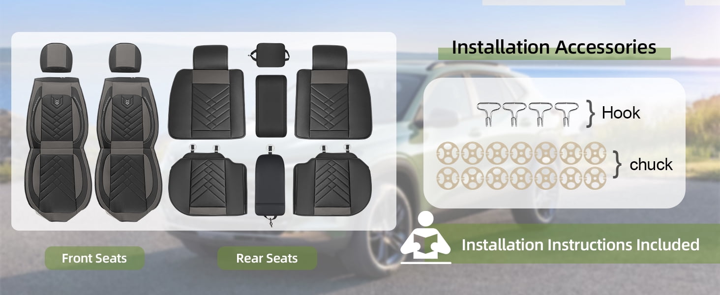 LAONNVIR Car Seat Covers Full Set Fit for Hyundai Tucson 2010-2024 2025 5 Seat Auto Interior Accessories,Leather Waterproof Car Seat Cushions Vehical Covers Grey,5 Seats