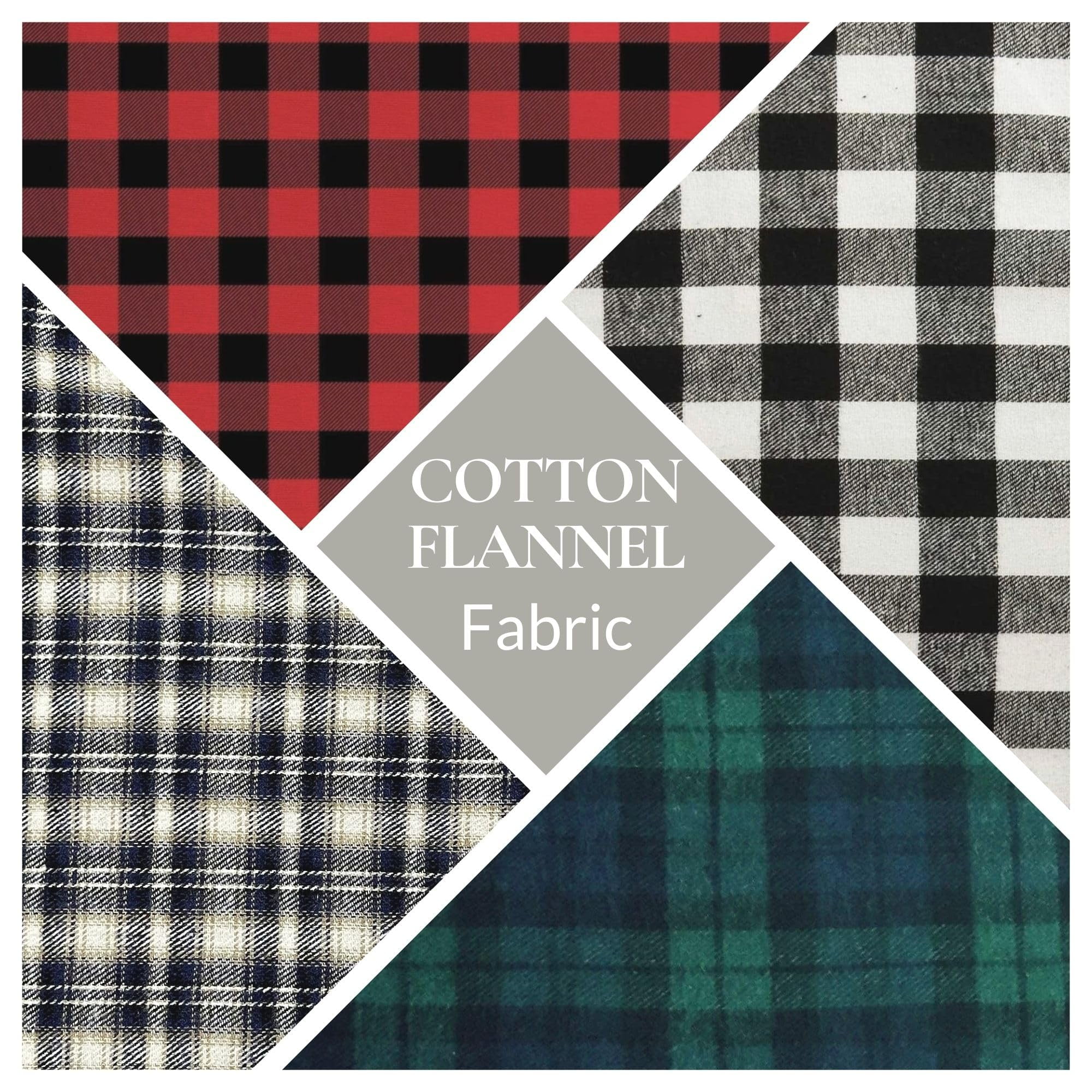 FabricLA Flannel Fabric by The Yard | 60" inches Wide Flannel Fabric | 100% Cotton Flannel Fabric for Baby Blanket, PJ, Shirt, Cloth Flannel Craft Fabric - Black Tartan 18 Fabric 1 Yard Pre Cut