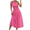 thumbnail image 2 of Pisexur Robe Sans Manches à Col Asymétrique Mode Été Décontractée Unie Robe Longue de Soirée Club pour Femmes, 2 of 7