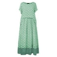 thumbnail image 5 of JINMGG 2024 Summer Clearance Dresses under $10.00 Women Polka Dot Fake Two Pieces Round Neck Short Sleeve Summer Plus Size Maxi Dress, 5 of 6