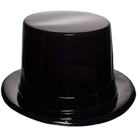 12-Pack Black Plastic Top Hats – New Year’s Eve 2026 Party Favor Hats for Adults