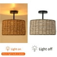 thumbnail image 2 of TFCFL 2-Light Vintage Rattan Pendant Light Fixture Hanging Ceiling Lamp Semi Flush Mount Chandelier, 2 of 24