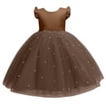 thumbnail image 6 of Gufahion Summer Dresses for Girls Sizes 5-9years Fashionable Girls' Solid Color Mesh Puffy Dress Performance Formal Sundresses, Brown, Gifts for Family, 6 of 6