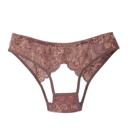 

BIZIZA Womens Panty See Through Underwear Seamless Sexy Breathable Lace Briefs Coffee One Size