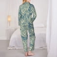 thumbnail image 3 of Pajama Sets for Women 2 Pcs, Paisley Green Button Down Long Sleeve Sleepwear Lounge PJ Sets, 3 of 6