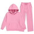 thumbnail image 3 of Girls Boys Sweatsuit 2 Piece Outfits Hooded Sweatshirt and Sweatpants Fleece Lined Tracksui𝘁 Plain Athletic Jogger Sets Warm, 3 of 5