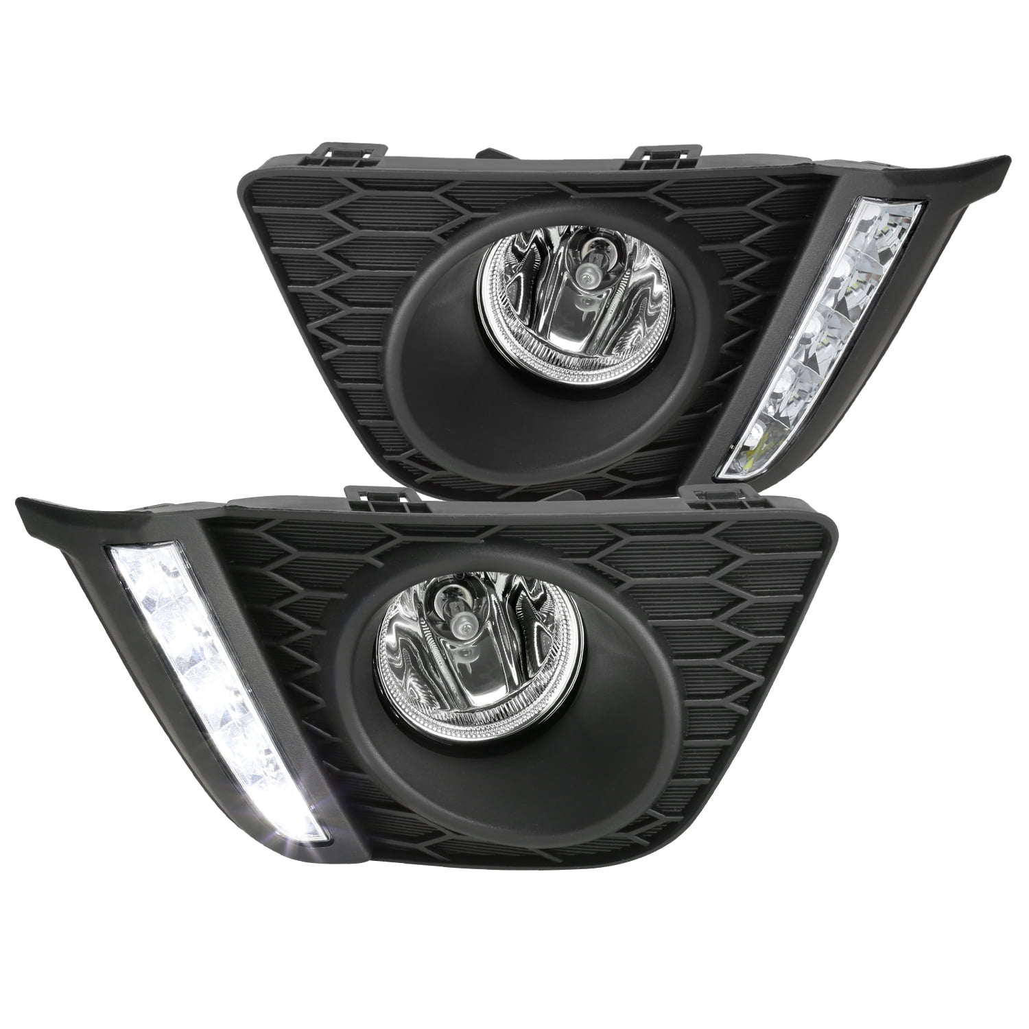 SpecD Tuning Clear Lens Fog Lights with LED Strip+H11 Bulbs+Switch