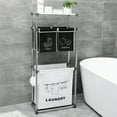 thumbnail image 5 of 3 Tier Rolling Laundry Sorter with 4 Removable Bags, Wheels and Hooks, Fabric Hamper for Organizing Lights Darks, Waterproof MDF Board, Black White, 5 of 8