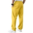 thumbnail image 4 of Men's Cotton Elastic Waist Sweatpants - Baggy, Wide Leg, Lounge Pants with Pockets for Daily Wear Yellow 3XL, 4 of 7