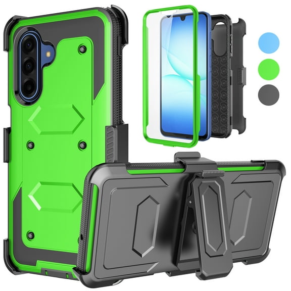 Hisdou For Samsung Galaxy A17 5G Case And Belt Clip,,[Dual Layer] Full Body Shockproof Cover With Built in Screen Protector Holster Kickstand Bumper For Samsung Galaxy A17 5G|Green