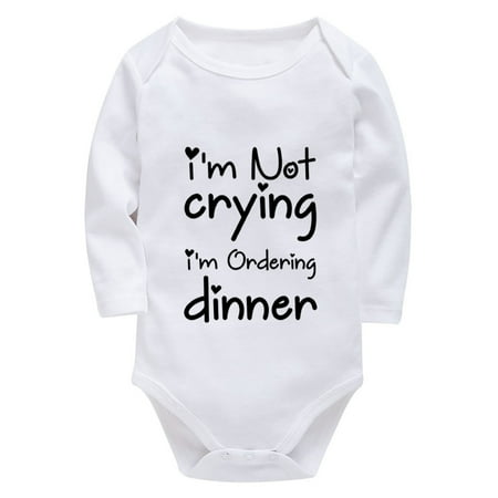 

I m No Crying I m Ordering Dinner Baby Onesie White Long Sleeve Girls White Bodysuit White Clothes for Baby Boys 0-6 Months