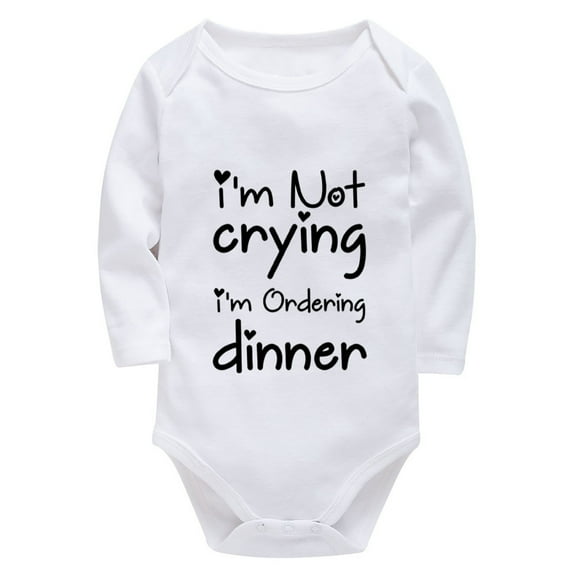 I'm No Crying I'm Ordering Dinner Newborn Boy Welcome Home Outfit Long Sleeve Gender Neutral Coming Home Outfit Newborn Whit