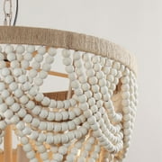 Parrot Uncle 20 Bohemian 4-Light 3-Tier Wood Beaded Dimmable Chandelier Pendant for Bedroom