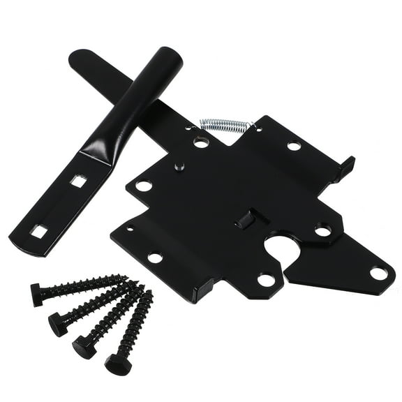 HOMEMAXS  Gate Latch Latches for Wooden Gates Door Heavy Duty Hinge Chrome Handle Black