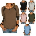 thumbnail image 3 of Casual Button Tunic for Everyday Comfort, M Stylish Coffee-Colored Long Sleeve Women's Tops Bienvenido, 3 of 6