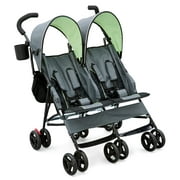 Angle View: Delta Children LX Side by Side Tandem Umbrella Stroller, Lime & Green