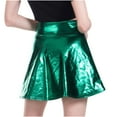 thumbnail image 6 of Mrat Long Tulle Skirt Women's Shiny Flared Pleated Mini Skater Skirt Stage Pleated Skirt Crochet Skirt S-27 Green XL, 6 of 6